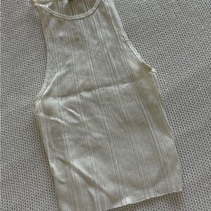 Sleeveless Cream Ribbed Top